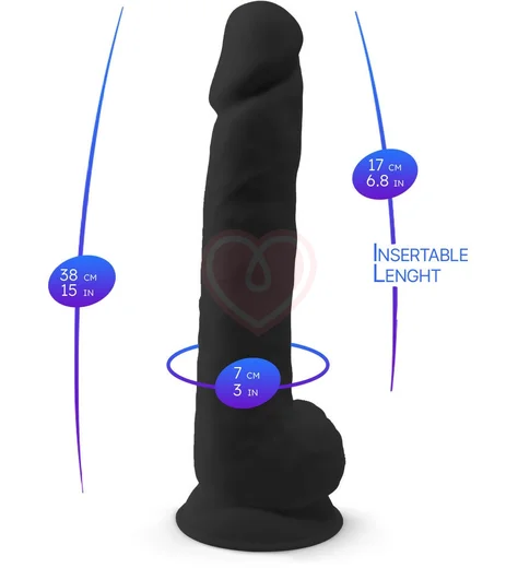 Реалистичный фаллоимитатор Silexd Model 1 38 см чёрный фото 4