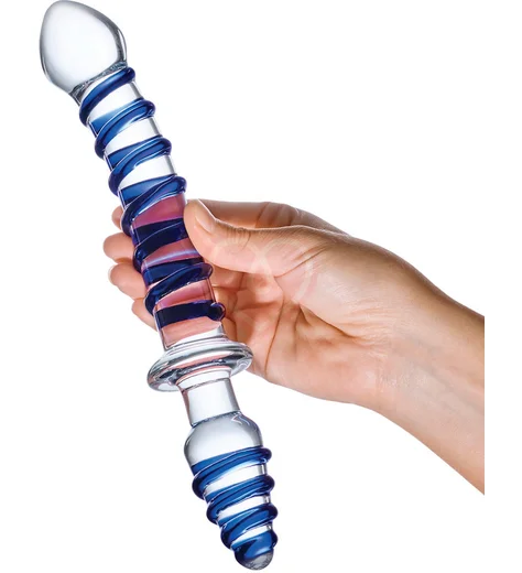 Двухсторонний фаллоимитатор с анальной пробкой Glas Mr. Swirly Dildo & Butt фото 4