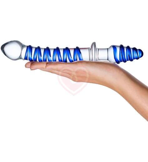 Двухсторонний фаллоимитатор с анальной пробкой Glas Mr. Swirly Dildo & Butt фото 5