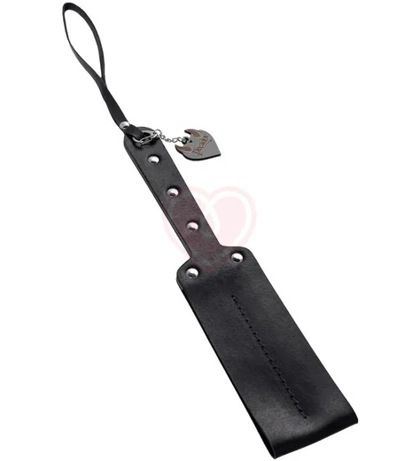 Мягкий паддл из натуральной кожи Pecado BDSM 32 см черный фото 3