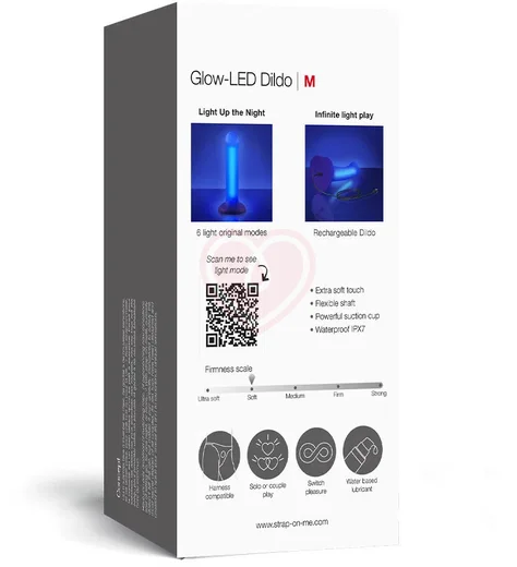 Фаллоимитатор с Led подсветкой Strap-On-Me Semi-Realistic Glow-Led M синий фото 10