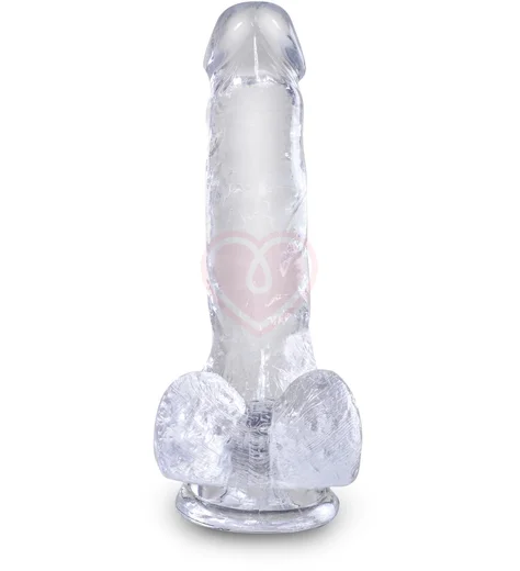 Гелевый фаллоимитатор с мошонкой King Cock Clear 13 см прозрачный фото 2