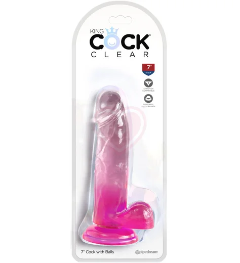 Гелевый фаллоимитатор с мошонкой King Cock Clear 15 см розовый фото 2