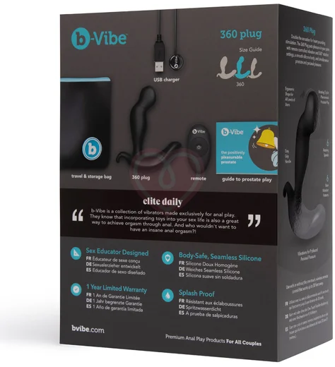 Стимулятор простаты с вращающейся головкой b-Vibe 360 Plug и пультом ДУ черный фото 11