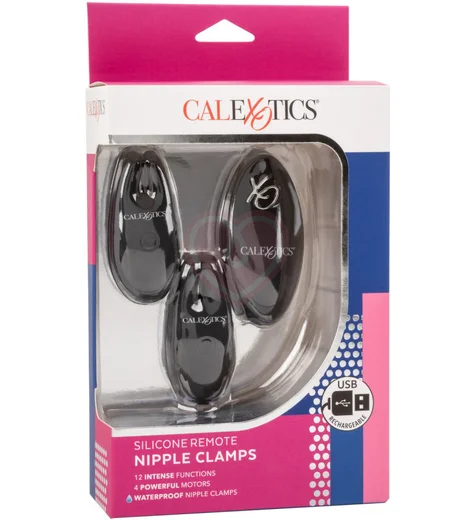 Зажимы для сосков с вибрацией и пультом Remote Nipple Clamps черные фото 3