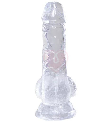 Небольшой фаллоимитатор с мошонкой на присоске King Cock Clear 11 см прозрачный фото 2