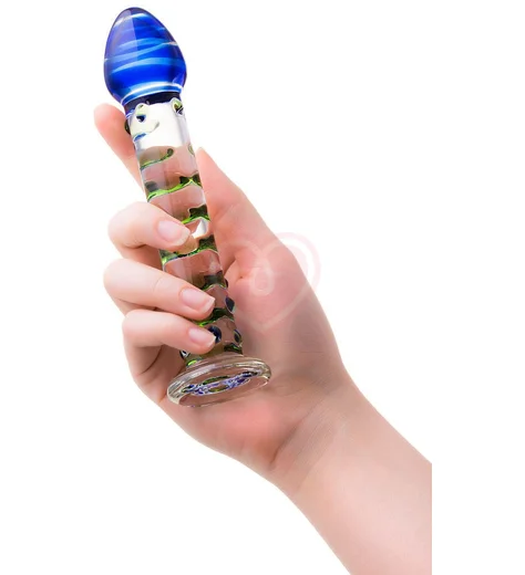 Стеклянный фаллоимитатор с массажной поверхностью Sexus Glass прозрачный фото 2