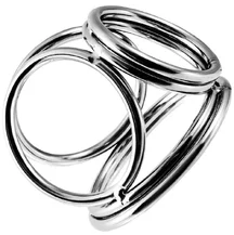 Стальной бондаж для члена с 6 кольцами Toyfa Metal серебристый