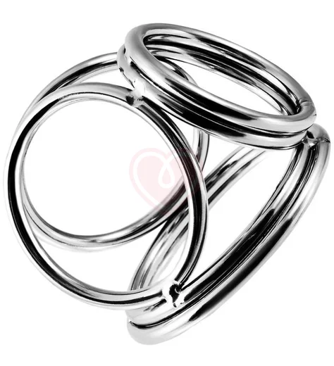 Стальной бондаж для члена с 6 кольцами Toyfa Metal серебристый фото 1