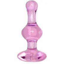 Рельефная стеклянная анальная пробка Sexus Glass розовая