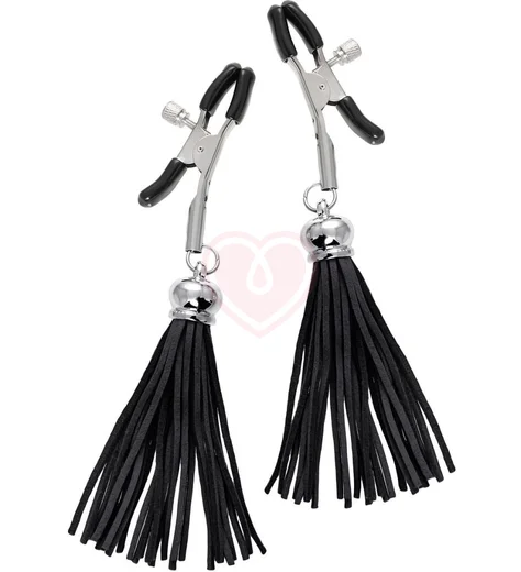 Зажимы на соски с кисточками из замши Pecado Прищепки чёрные фото 1