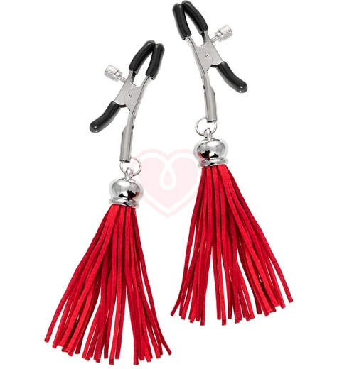 Зажимы на соски с кисточками из замши Pecado Прищепки красные фото 1