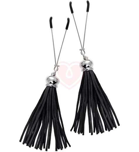 Зажимы на соски с кисточками из замши Pecado Вилки чёрные фото 1