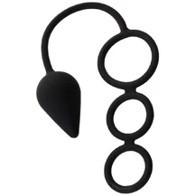 Анальная пробка с тремя эрекционными кольцами Erotist Drop чёрная