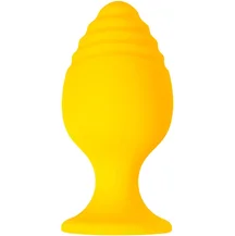 Анальная пробка с рельефом на головке ToDo Riffle средняя жёлтая