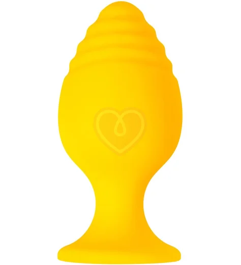Анальная пробка с рельефом на головке ToDo Riffle средняя жёлтая фото 1