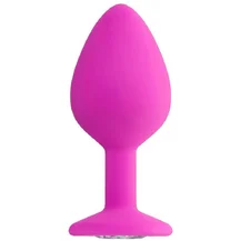 Анальная пробка с белым кристаллом ToDo Brilliant средняя розовая