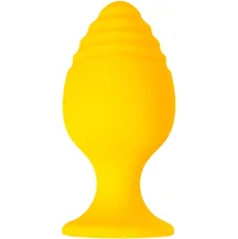 Анальная пробка с рельефом на головке ToDo Riffle малая жёлтая