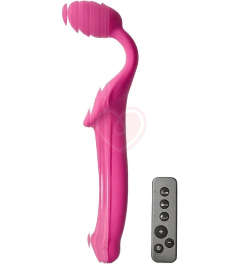 Безремневой страпон с вибрацией и пультом управления Strap-on-me M розовый фото 4