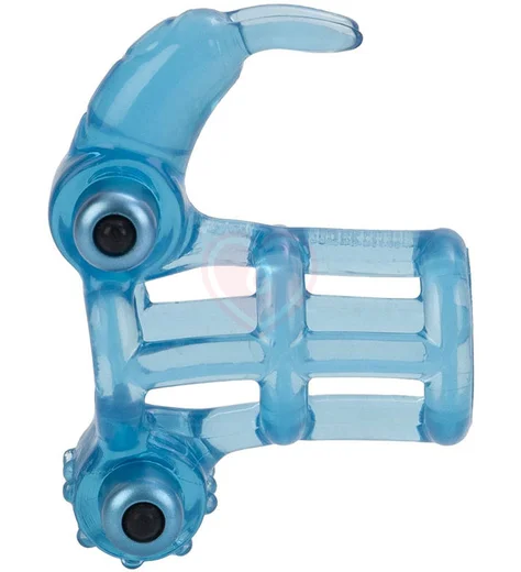 Вибронасадка сквозная Basic Essentials Double Trouble Vibrating Support System голубая фото 4