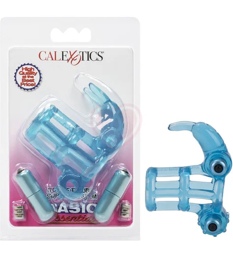 Вибронасадка сквозная Basic Essentials Double Trouble Vibrating Support System голубая фото 5