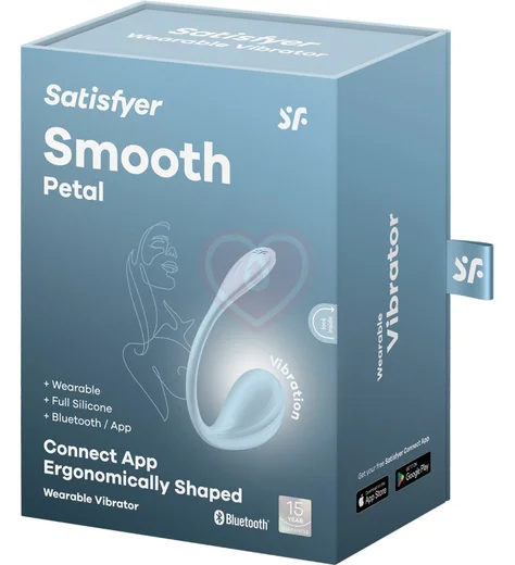 Виброяйцо Satisfyer Smooth Petal с управлением со смартфона голубое фото 2