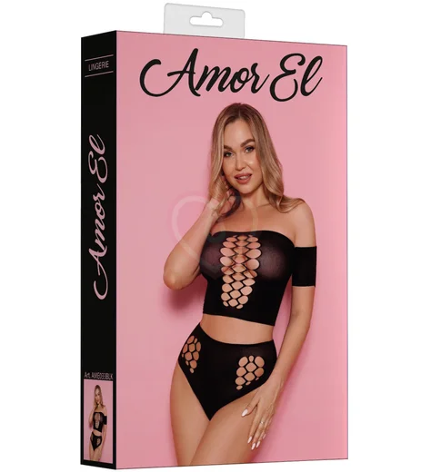 Комплект Amor El из топа и трусиков со шнуровкой чёрный фото 2