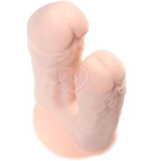 Вибратор для двойного проникновения на присоске RealStick Silicone Jason M телесный фото 6