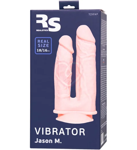 Вибратор для двойного проникновения на присоске RealStick Silicone Jason M телесный фото 8