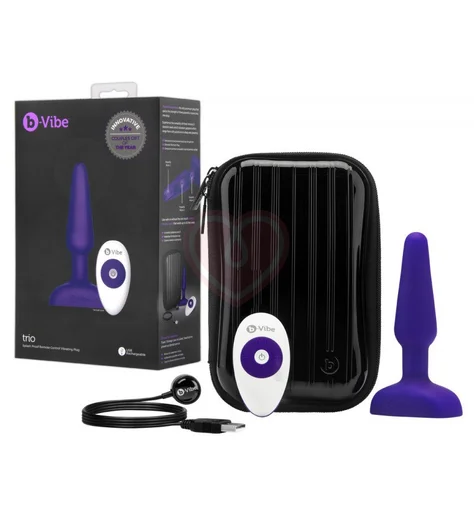 Анальная вибропробка b-Vibe trio с 3 моторчиками фиолетовая фото 2