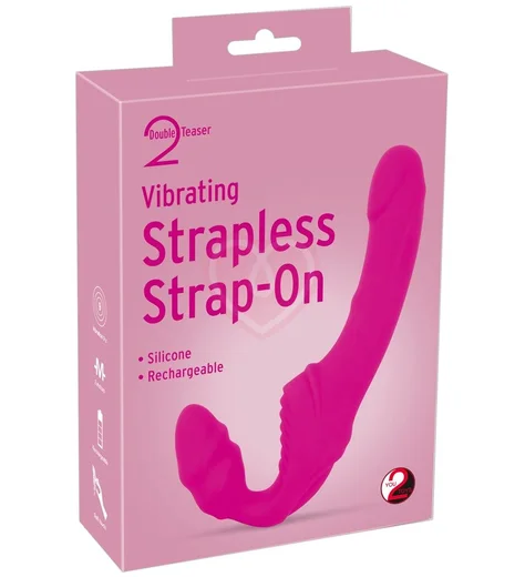 Безремневой страпон с вибрацией розовый фото 2