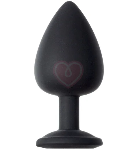 Большая анальная пробка Emotions Cutie Large чёрная с кристаллом цвета лунного камня фото 2