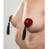 Пэстисы Burlesque Gipsy сердечки из пайеток с длинными кисточками красные с чёрным фото 5