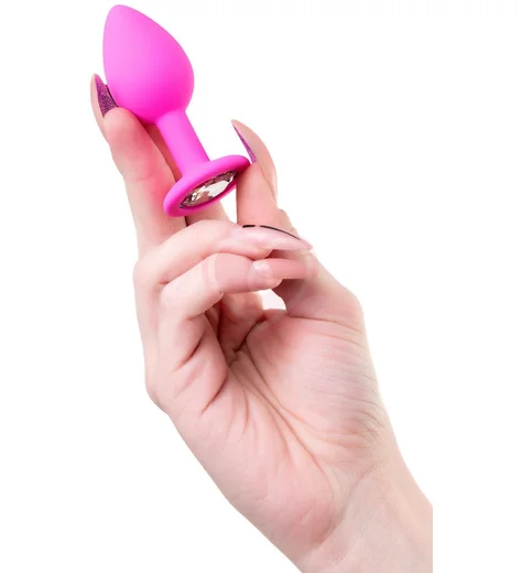 Анальная пробка с белым кристаллом ToDo Brilliant малая розовая фото 3