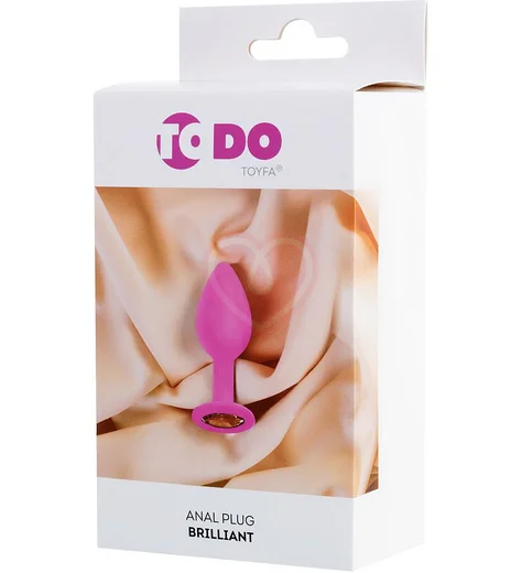 Анальная пробка с белым кристаллом ToDo Brilliant малая розовая фото 4
