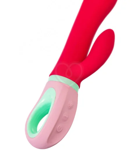 Вибратор-кролик с ручкой-кольцом Flovetta Petunia красный фото 4