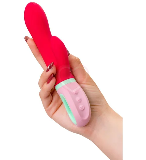 Вибратор-кролик с ручкой-кольцом Flovetta Petunia красный фото 5