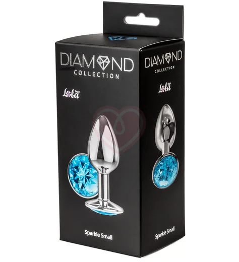 Анальная пробка с голубым кристаллом Lola Games Diamond Light blue Small серебро фото 3