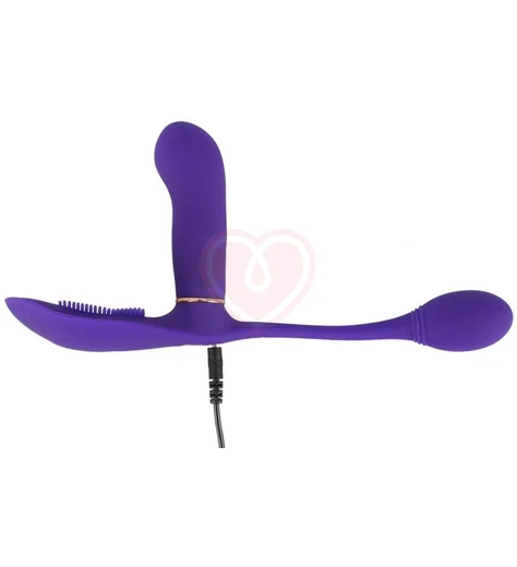 Вибратор для тройной стимуляции с пультом Go Gasm фиолетовый фото 3