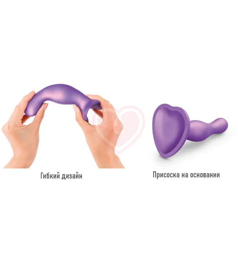 Изогнутый фаллоимитатор Strap-On-Me Dildo Plug Curvy размер M 14 см фиолетовый фото 3
