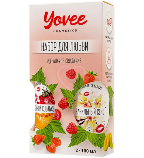 Набор для любви из 2 гелей-смазок Yovee со вкусом клубники с дыней и ванильных сливок фото 2