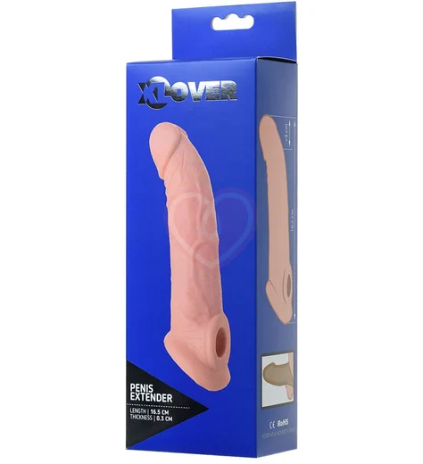 Насадка-удлинитель с кольцом для мошонки XLover телесная фото 5