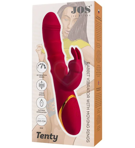 Вибратор с двигающимися кольцами Jos Tenty бордовый фото 10