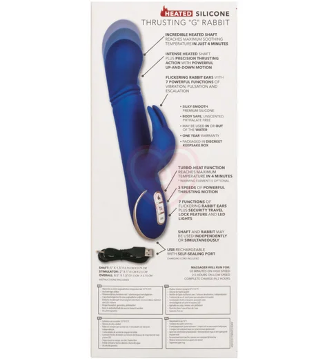 Вибратор-кролик с пульсацией и нагревом Signature Heated Thrusting G Rabbit синий фото 9