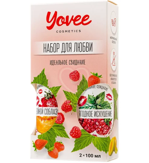Набор для любви из 2 гелей-смазок Yovee со вкусом малины с мятой и клубники с дыней фото 2