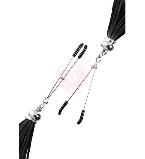 Зажимы на соски с кисточками из замши Pecado Вилки чёрные фото 2