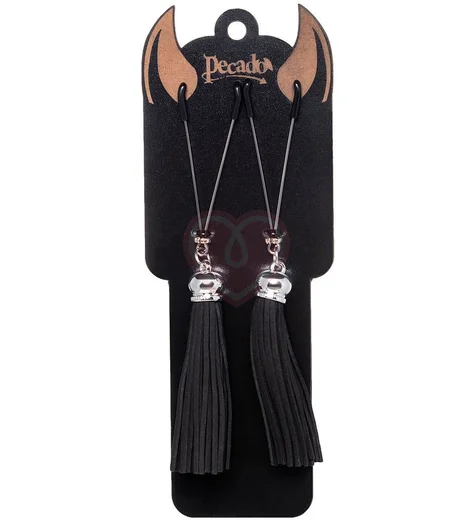 Зажимы на соски с кисточками из замши Pecado Вилки чёрные фото 4