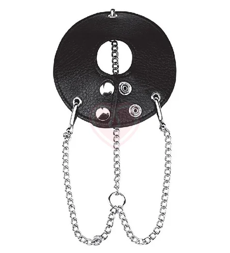 Кожаная утяжка для мошонки с металлическими цепочками 3,5 Parachute Ball Stretcher фото 2