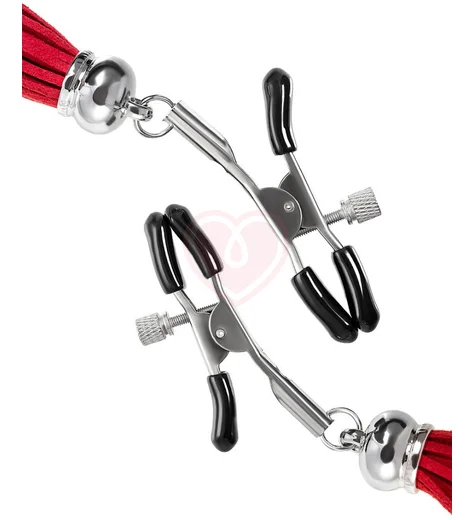 Зажимы на соски с кисточками из замши Pecado Прищепки красные фото 2