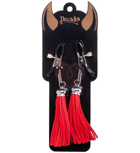 Зажимы на соски с кисточками из замши Pecado Прищепки красные фото 4